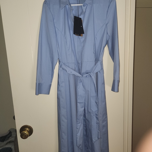 Hugo Boss Dresses & Skirts - Hugo Boss Light Blue Midi Shirt Dress